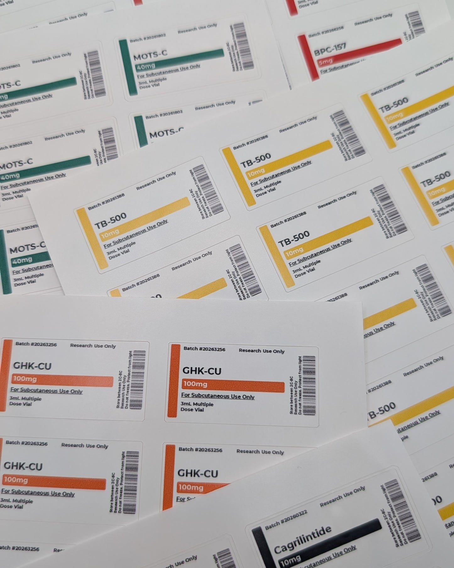 Peptide Vial Labels for 3mL Vials - 1.5" x 0.75" Labels