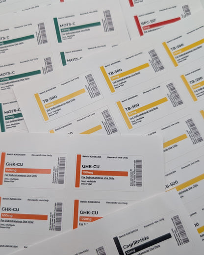 Peptide Vial Labels for 3mL Vials - 1.5" x 0.75" Labels