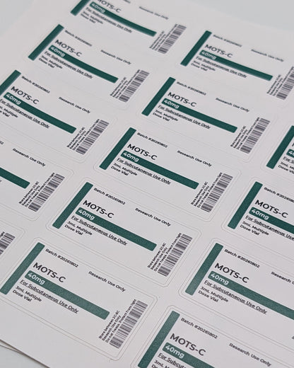 Peptide Vial Labels for 3mL Vials - 1.5" x 0.75" Labels